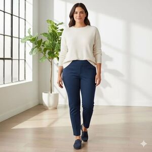 NWT Liverpool Los Angeles The Knit Trouser  Blue Size 16 Stretchy Pull-On pants